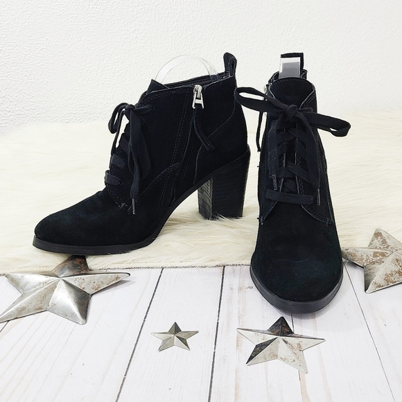 Dolce Vita Seiko lace up black suede boots block heel size 9 - Picture 3 of 10